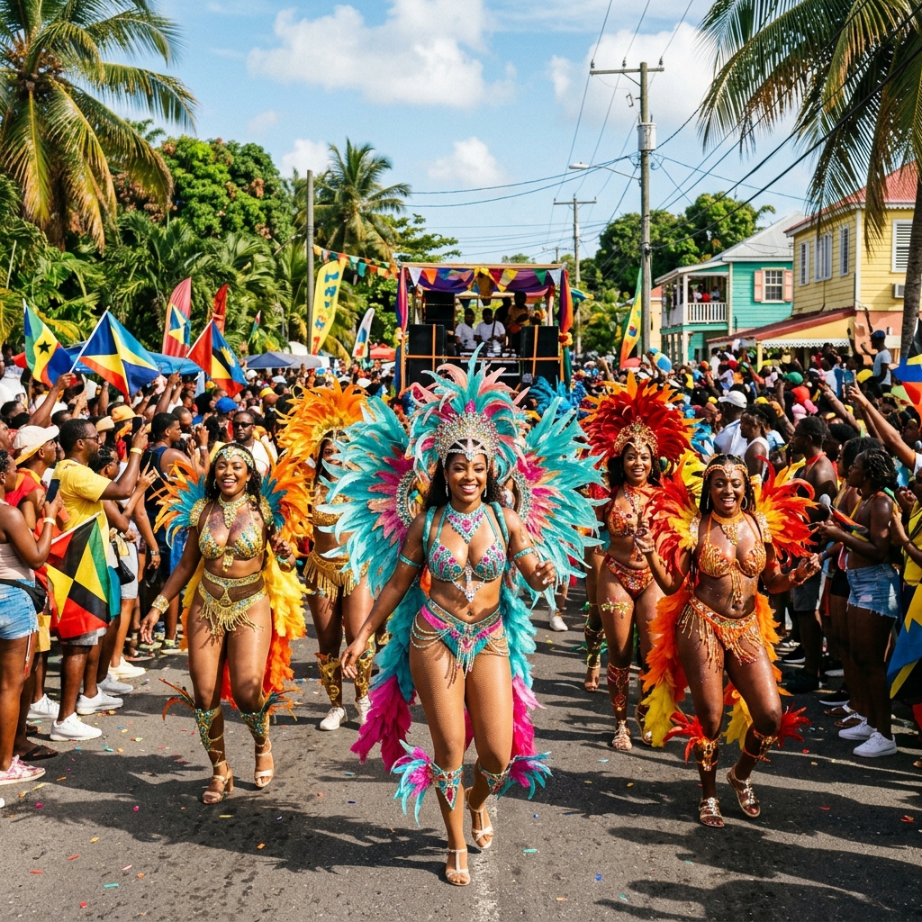 Caribbean Parade with colorful costumes